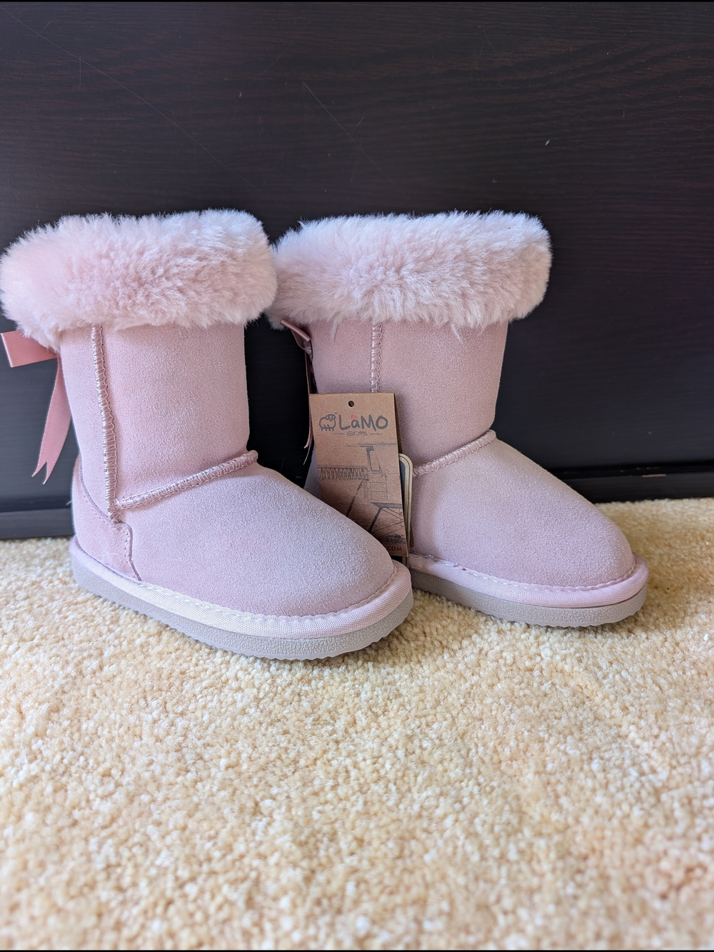 🎀 Lamo Audrey Toddler Light Pink Faux Fur Cuff Boots